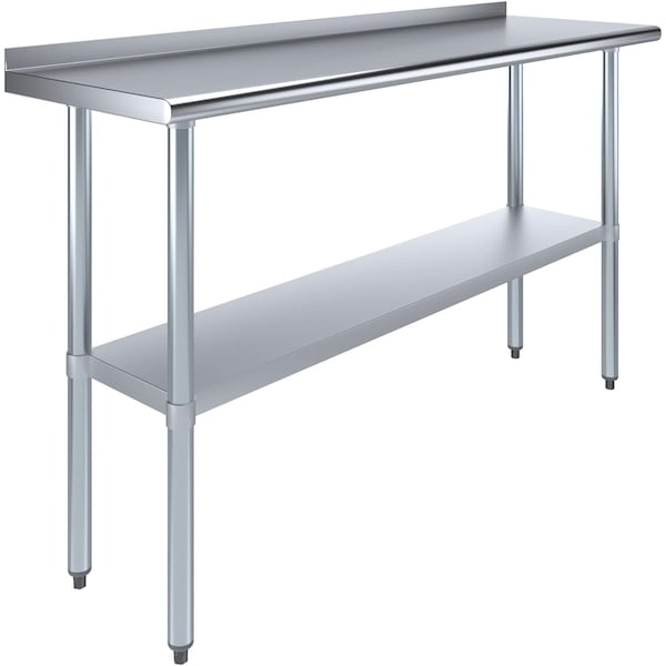 Amgood 18 in. x 60 in. Stainless Steel Work Table with 1.5 in. Backsplash WT-1860-BS-Z - main